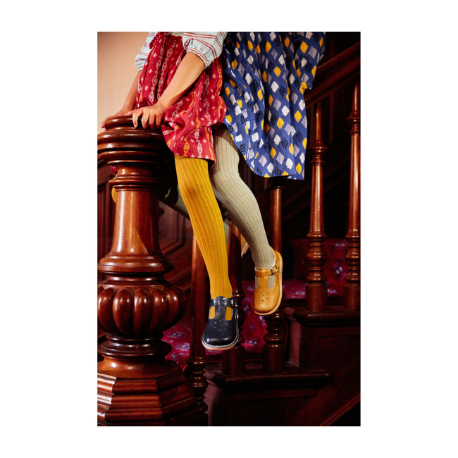 Ribbed Cotton Tights, Mustard