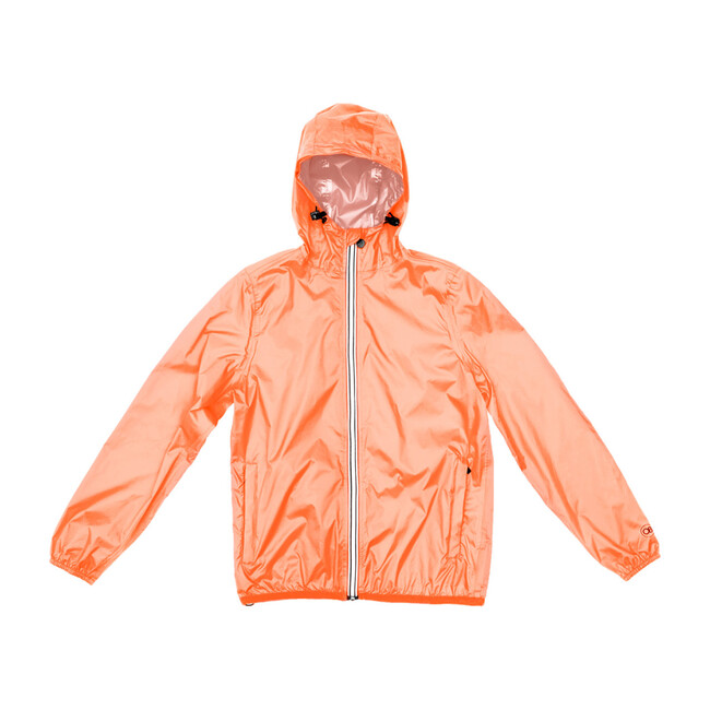 Sam Packable Rain Jacket, Orange Fluo - Raincoats - 1