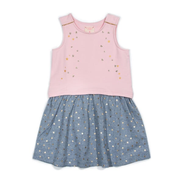 *Exclusive* Makie Dress, Pink & Chambray Stars