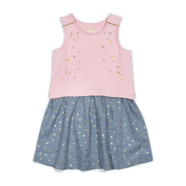 *Exclusive* Makie Dress, Pink & Chambray Stars