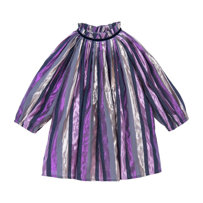 Tiffany Pleated Party Dress, Multi Stripe
