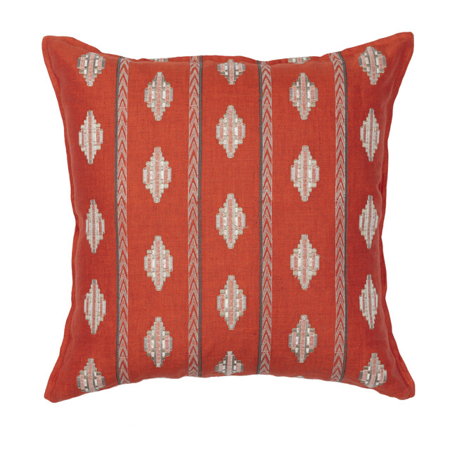 Sheridan Stripe Pillow, Vermilion Coral + Tusk Decorative Pillows