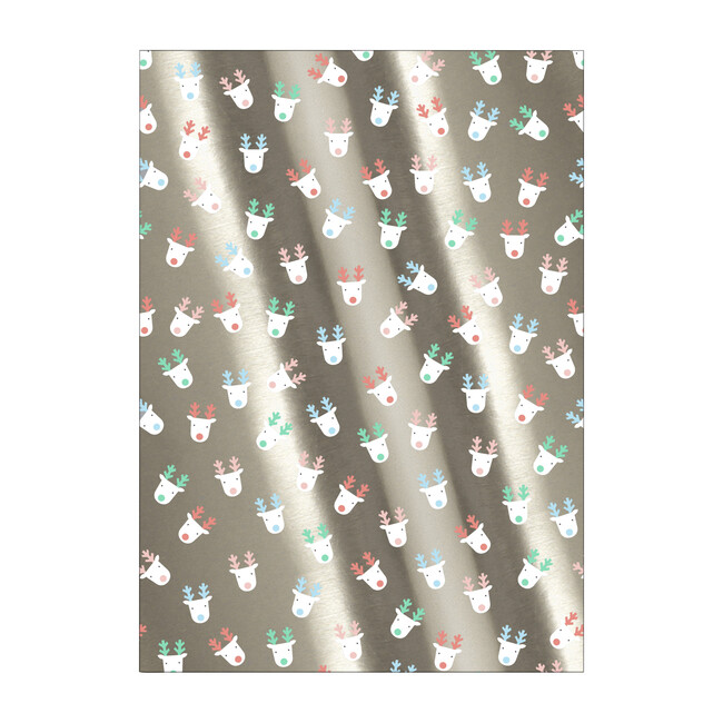 Silver Reindeer Gift Wrap Roll