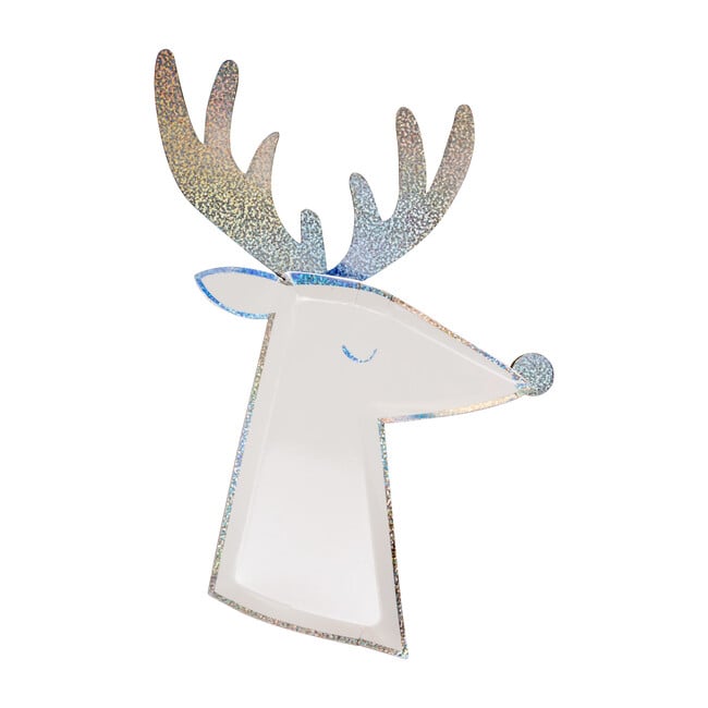 Silver Sparkle Reindeer Plates - Party - 1