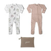 Zip Footie Bundle, Abstract Floral & Rose - Rompers - 2