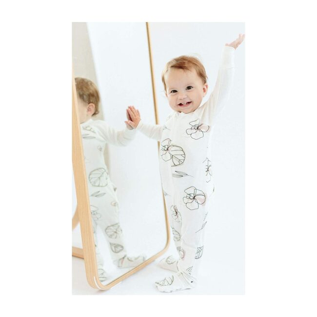 Zip Footie Bundle, Abstract Floral & Rose - Rompers - 3