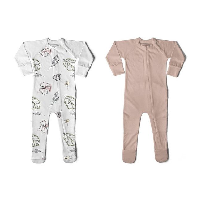 Footie Bundle, Abstract Floral & Rose - Mixed Apparel Set - 1