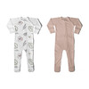 Footie Bundle, Abstract Floral & Rose - Mixed Apparel Set - 1 - thumbnail