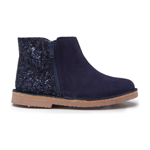 Sparkle and Suede Zipper Chelsea Boot, Navy - Childrenchic Shoes ...