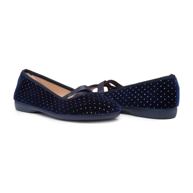 navy velvet flats