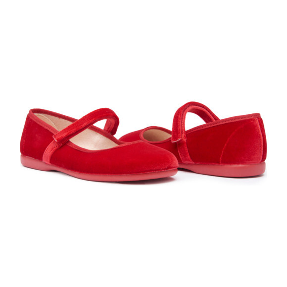 Classic Velvet Mary Janes, Red - Kids Girl Accessories Shoes - Maisonette