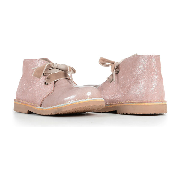Glitter Booties with Velvet Laces, Pink Patent Kids Girl Accessories