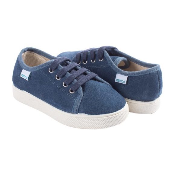 Suede Lace-Up Sneaker, Navy - Sneakers - 1