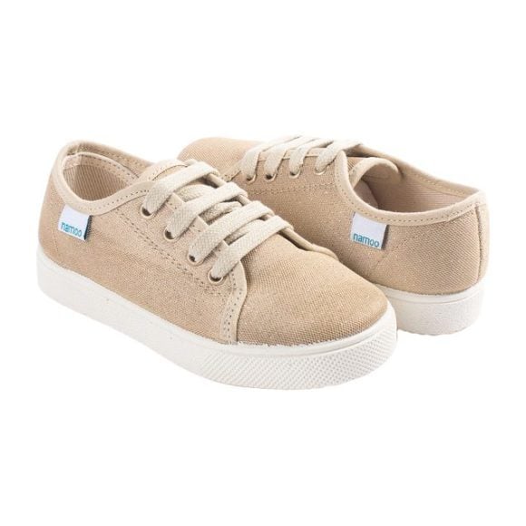 Lace-Up Sneaker, Gold Glitter - Sneakers - 1