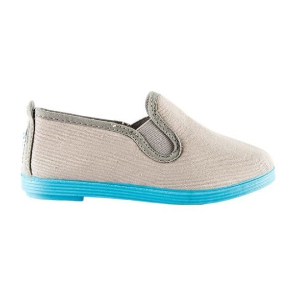 Canvas Slip-On Color Sole, Grey/Turquoise - Slip Ons - 1