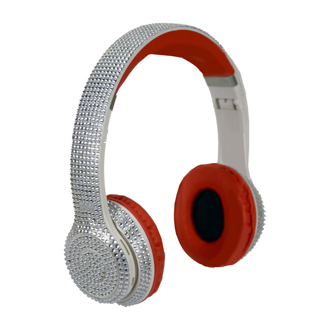 Stereo Bluetooth Bling Headphones, Red/Silver - Musical - 1