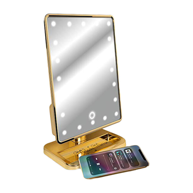 LED Vanity Mirror with Bluetooth Speakers, Gold Wireless Express Accessories