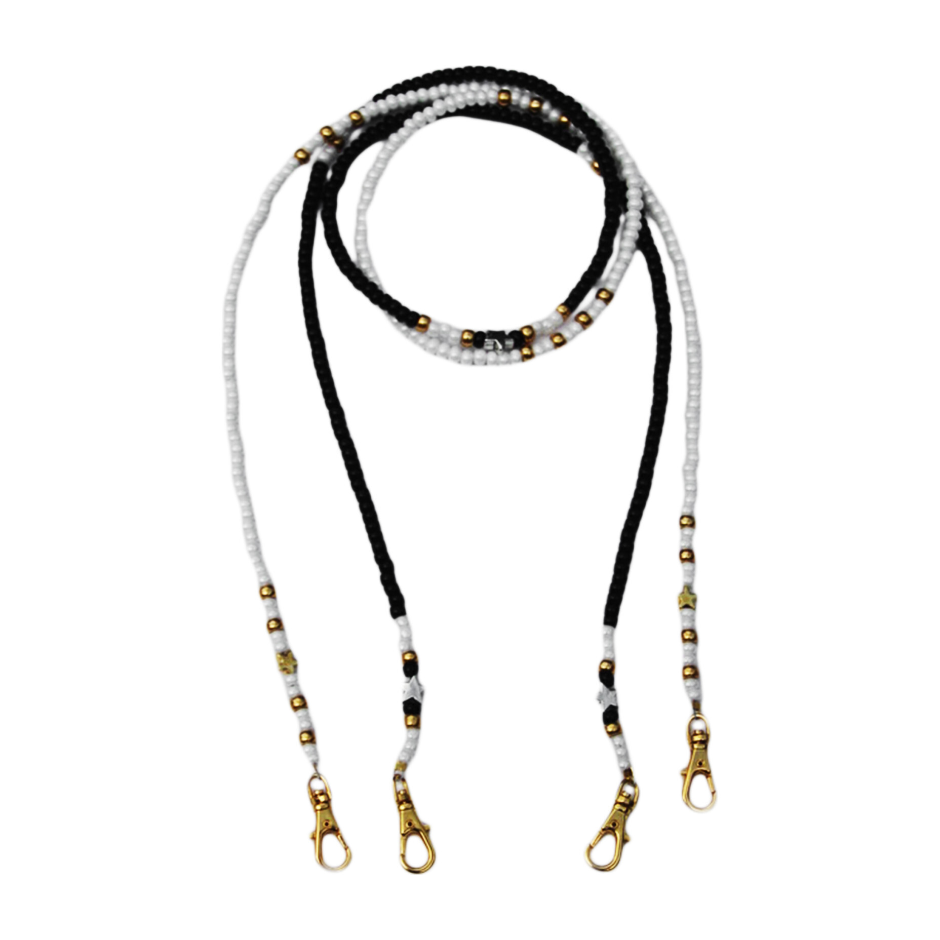Beaded Face Mask Chain, Black & White Bundle