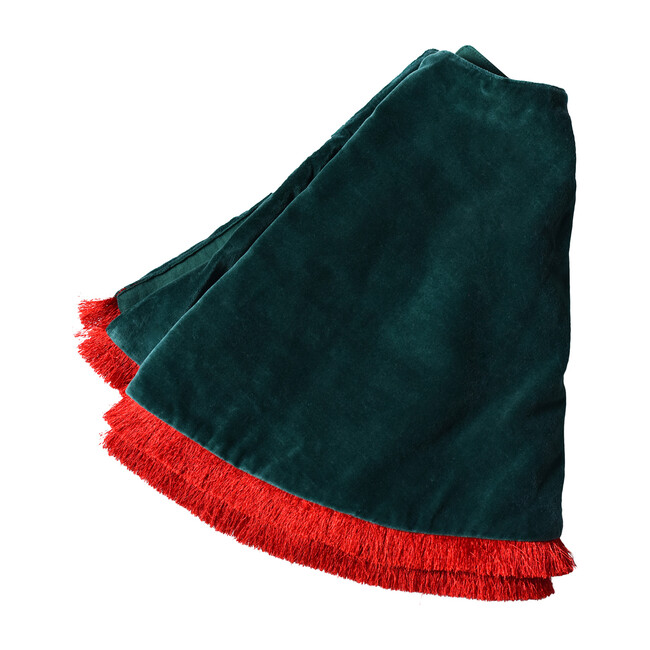 Velvet Tree Skirt With Trim, Pine