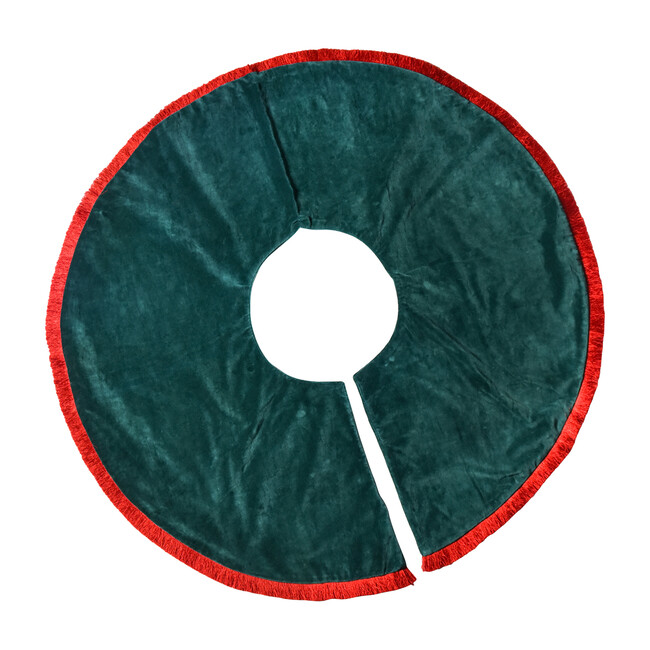 Velvet Tree Skirt With Trim, Pine