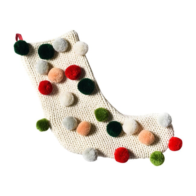 Knit Stocking With Pom Poms