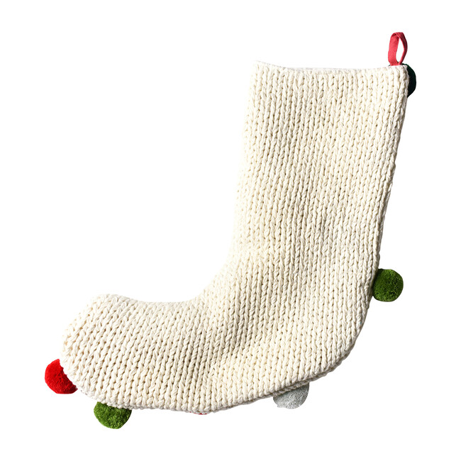Knit Stocking With Pom Poms