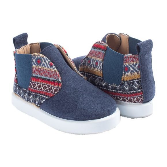 Navy Suede Boot, Native Print