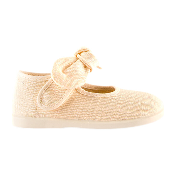 Bow Linen Mary Jane, Ivory - Namoo Shoes | Maisonette