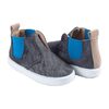 Grey Canvas Boot, Neon Blue Elastic - Boots - 1 - thumbnail
