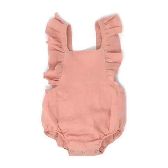 Sadie Linen Romper, Peony - Rompers - 1