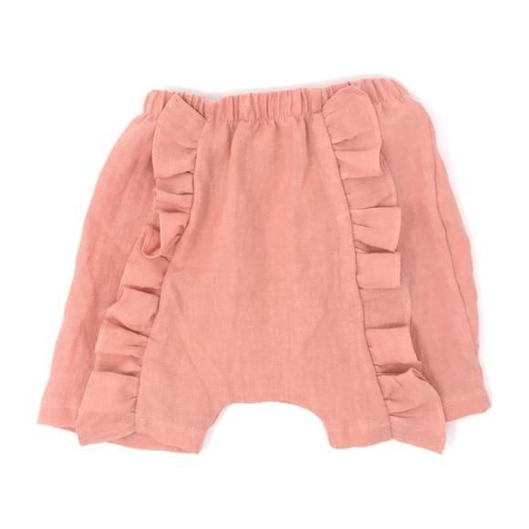 Millie Ruffle Linen Shorts, Peony - Oh Baby! Shorts | Maisonette