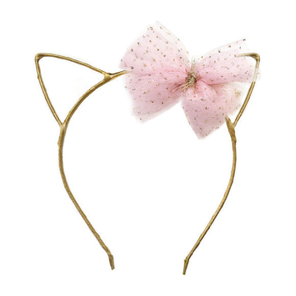Kitty Headband, Light Pink and Gold - Hair Accessories - 1