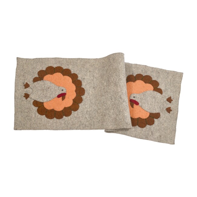 Thanksgiving Turkey Table Runner, Orange/Grey