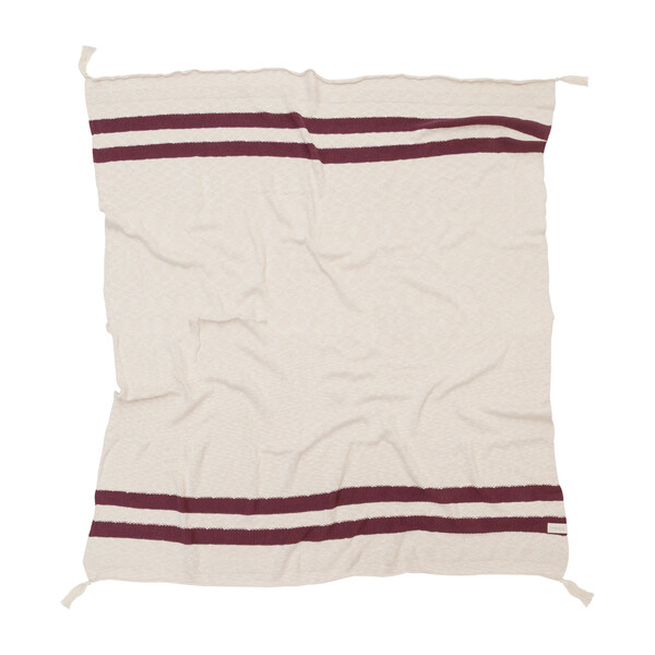 Striped Knitted Blanket, Burgundy
