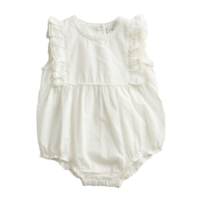 Flutter Sleeve Romper, Ecru