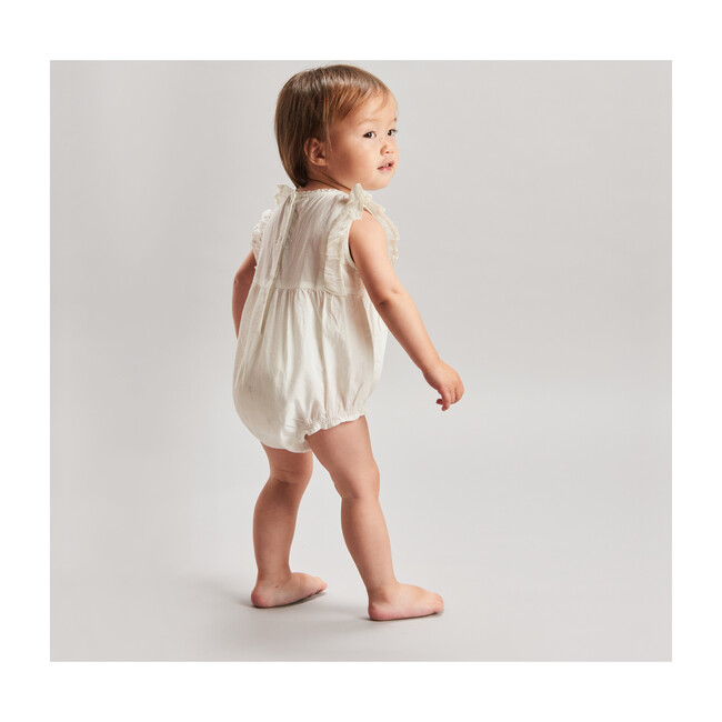 Flutter Sleeve Romper, Ecru