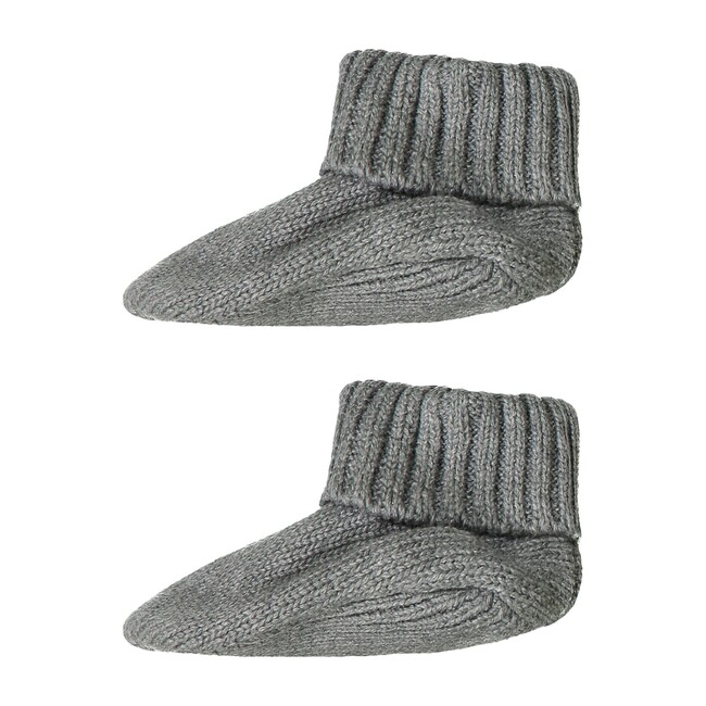 Shawl Collar Onesie & Booties, Grey & Blue
