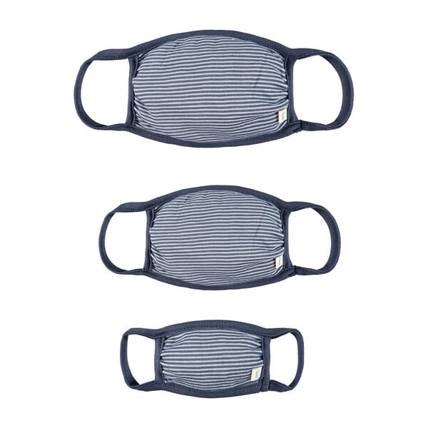 Adult Child & Mini Mask Set, Deep Blue Stripe