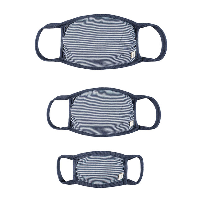 Adult Child & Mini Mask Set, Deep Blue Stripe