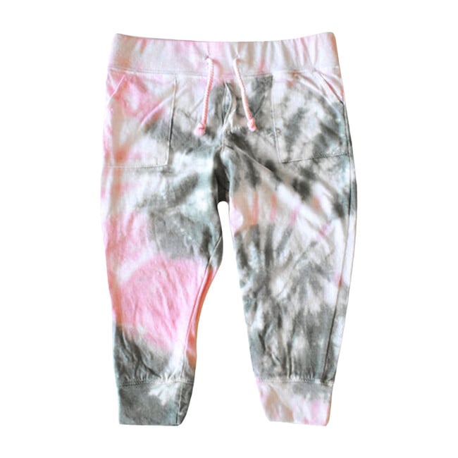 Tie Dye Joggers, Pink & Olive - Sweatpants - 1