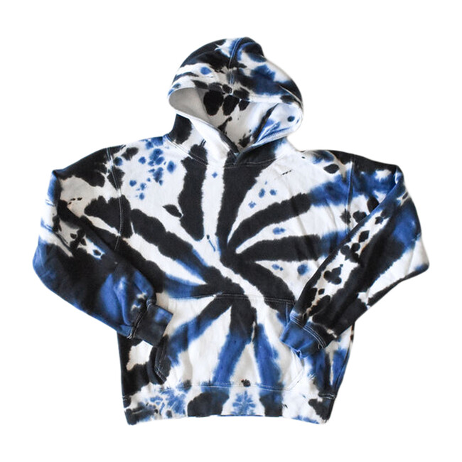 Tie Dye Hoodie, Black & Navy - Sweatshirts - 1