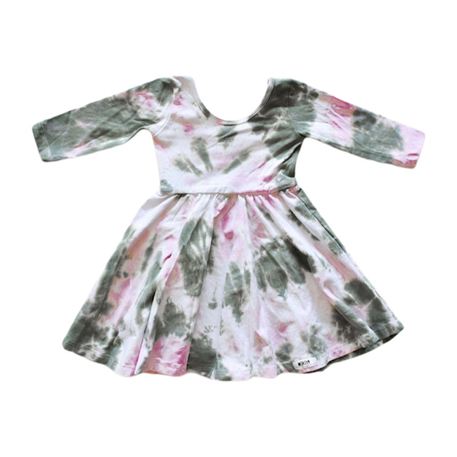 Twirly Dress, Olive & Pink Tie Dye - Dresses - 1