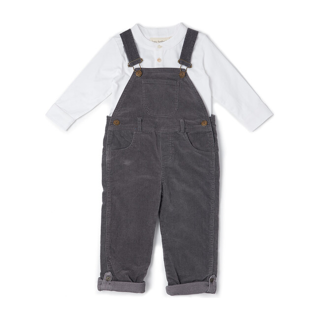Corduroy Dungarees, Charcoal - Overalls - 2