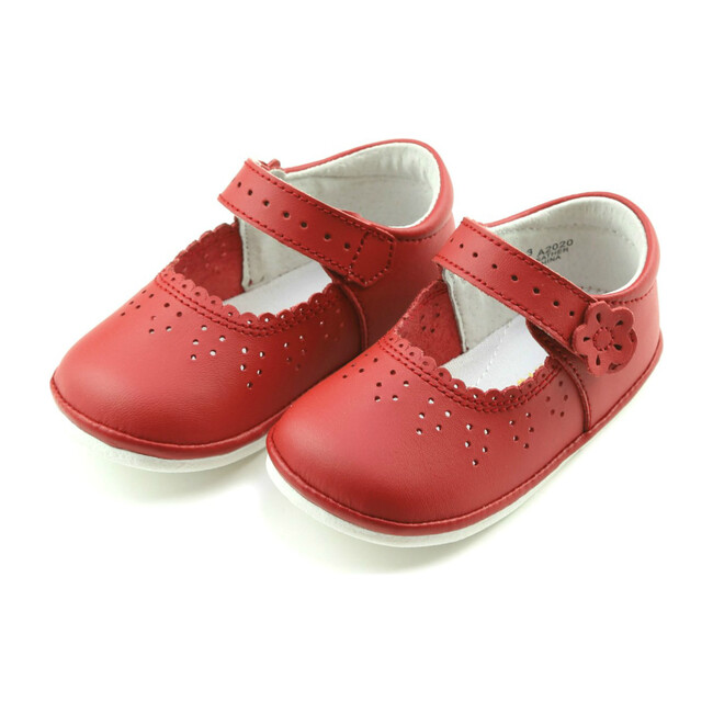 Mia Scalloped Mary Jane, Red - Crib Shoes - 1