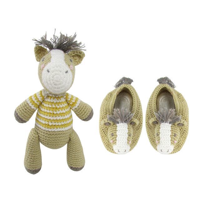 Crochet Horse Rattle Doll & Booties - Booties - 1