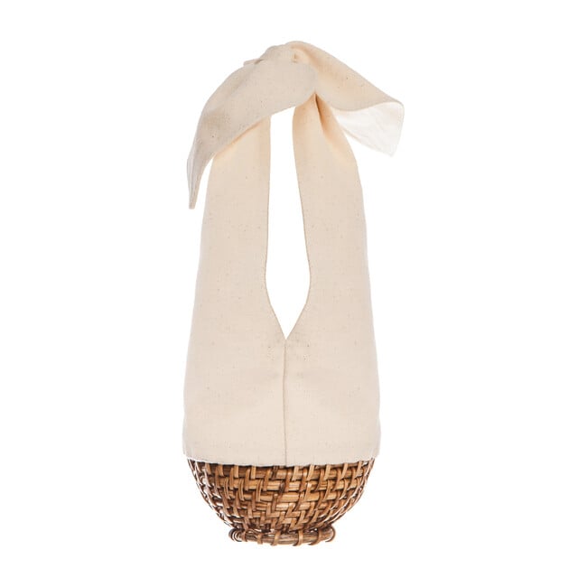 *Exclusive* Mini Knot Cotton-Canvas and Wicker Basket Bag, Cream