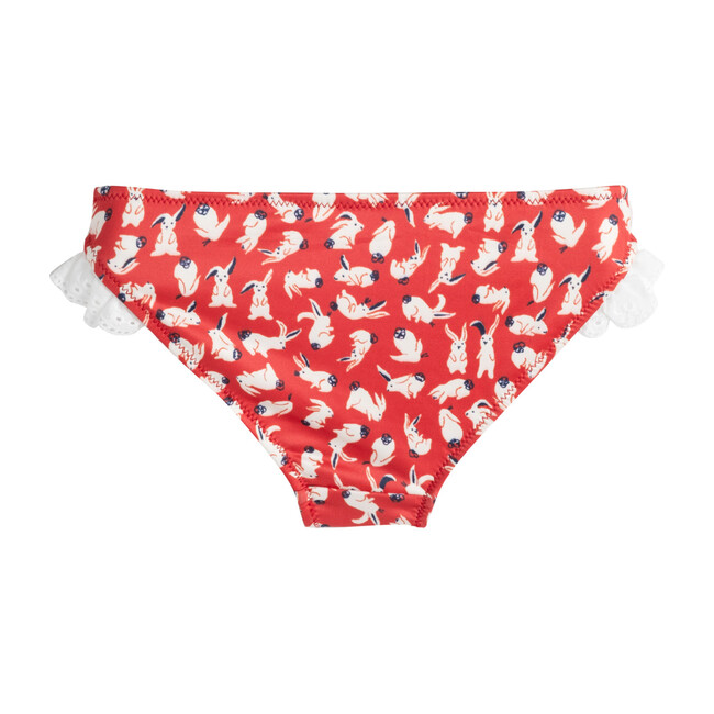 Bridget Ruffle Bikini Bottom, Red Scattered Bunnies