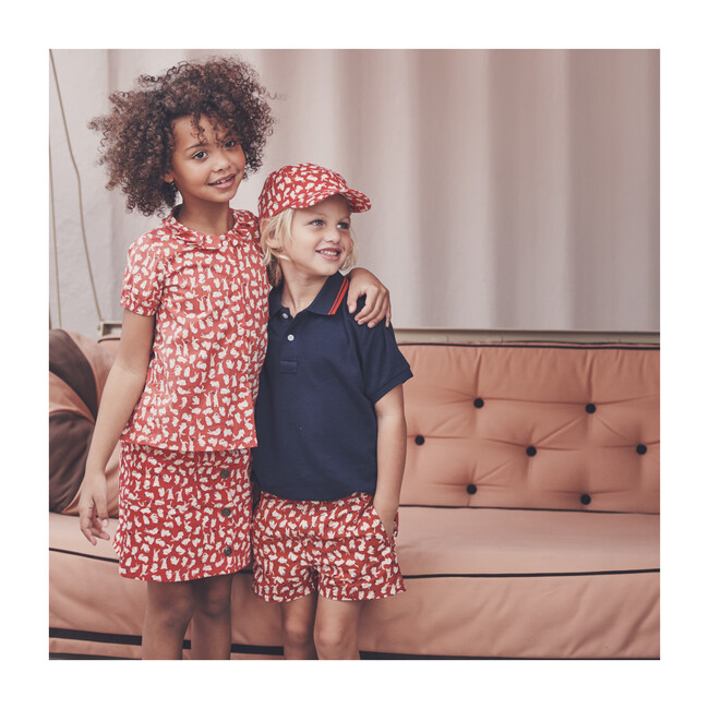 Brooks Boys Swim Trunk, Red Scattered Bunnies