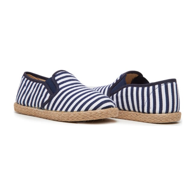 *Exclusive* Linen Slip-on Sneakers, Navy Stripes