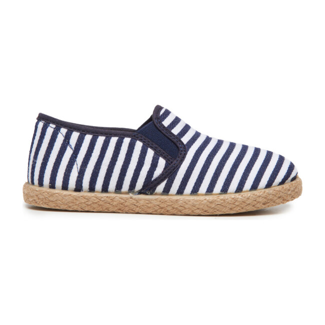 *Exclusive* Linen Slip-on Sneakers, Navy Stripes